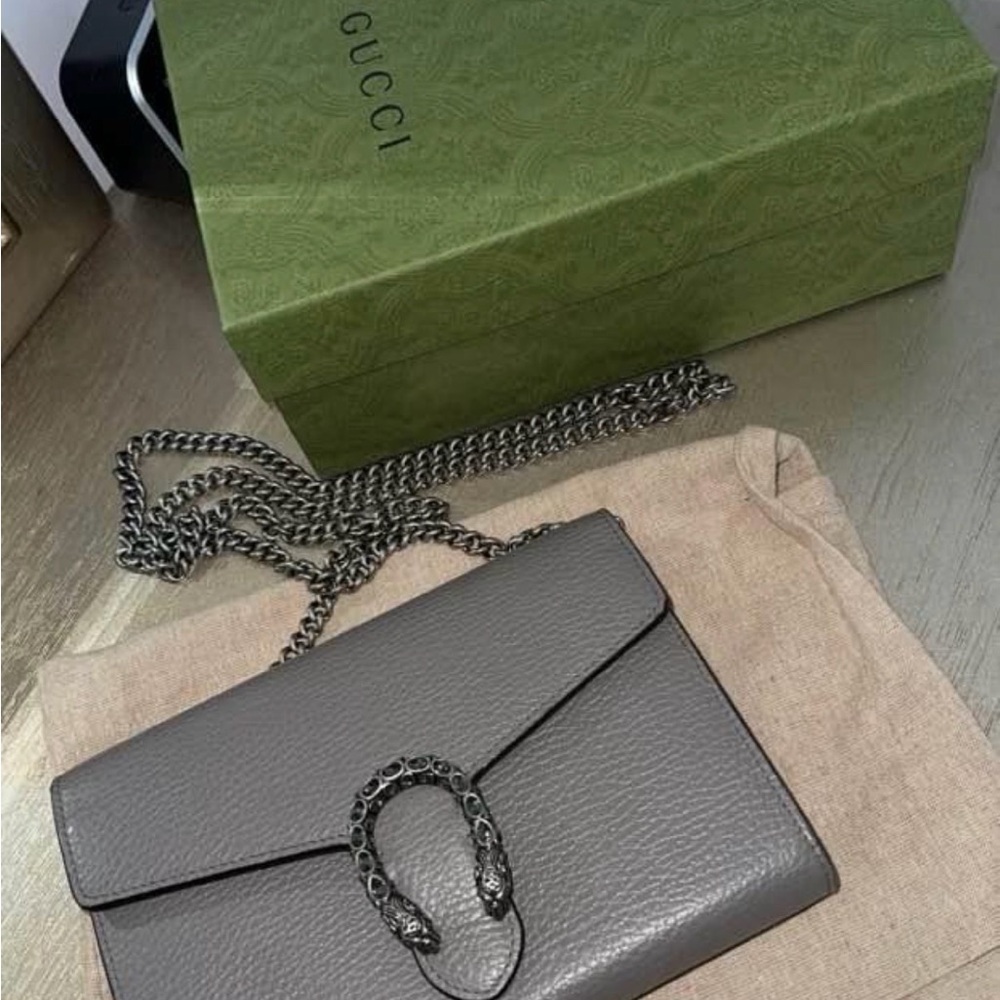 Gucci Gray Crossbody Bag with Chain Strap